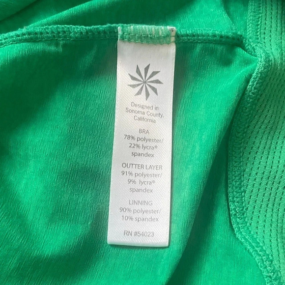 Athleta Green Supercharged Mesh Tank 2 in 1 Bra Top, Size Small, Good Condition - Picture 3 of 5